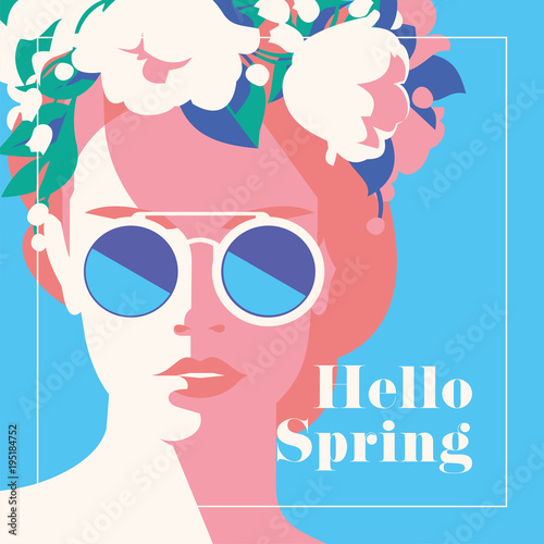 Hello Spring romantic banner or flyer.