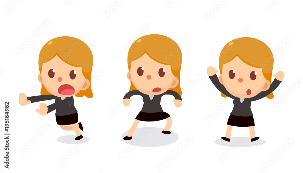 Set of tiny business woman character in actions. Be careful. Set of tiny business woman character in actions. Be careful.