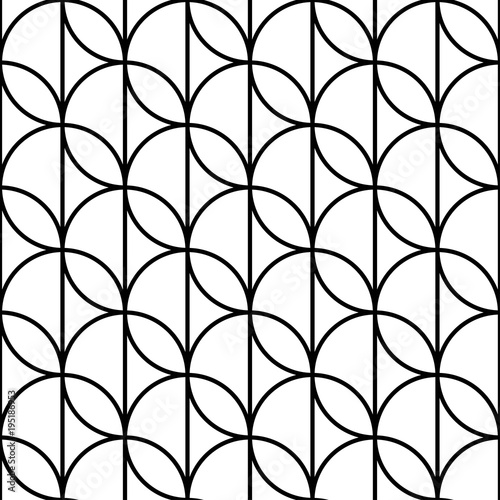 Vector seamless texture. Modern geometric background. Monochrome repeating pattern with circles.