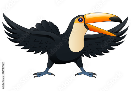 Happy cute cartoon toucan. Vector illustration © ajibon
