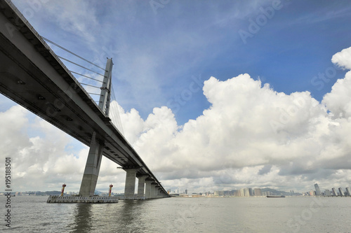 Hong Kong Macao Bridge ongoing construction project consisting of a series of bridges and tunnels crossing the Lingdingyang channel to connect Hong Kong, Macao and Zhuhai photo