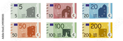 alle Geldscheine - Euro Banknoten - 5 - 10 - 20 - 50 - 100 - 200
