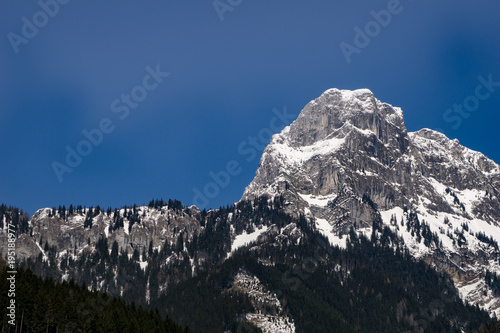 Dramatic mountain scenery in winter