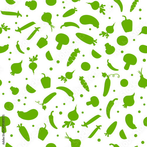 Seamless pattern with green vegetable on white background. Vector illustration
