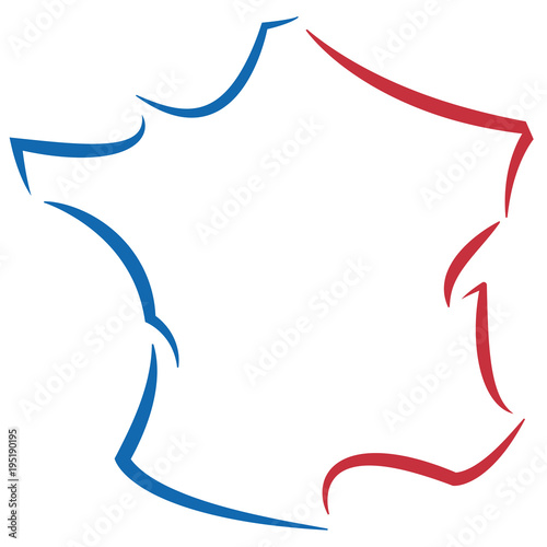 France contour stylisé tricolore 01