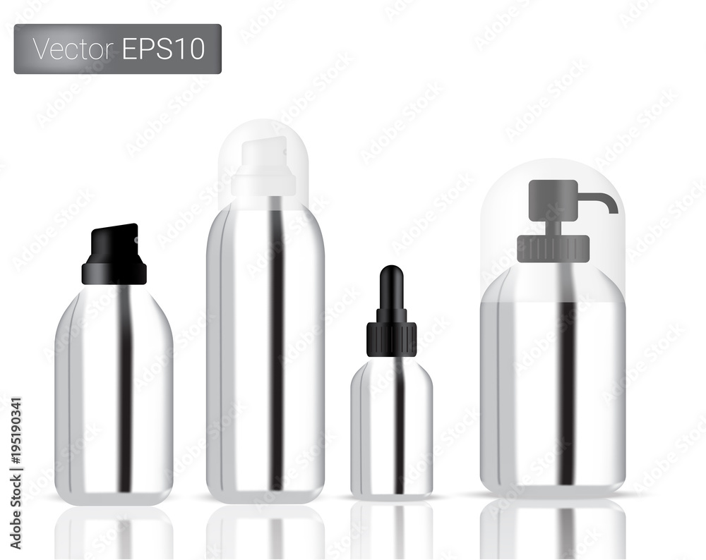 Silver Bottles Spray Set Background Illustration Silver Bottles Spray Set Background Illustration