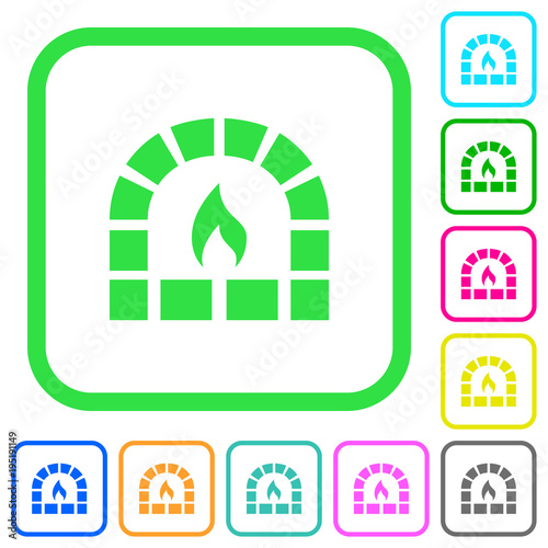 Stone oven vivid colored flat icons