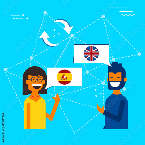Spanish to English online chat translation concept