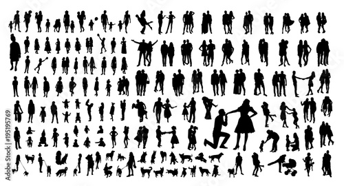 Family vector silhouettes photo