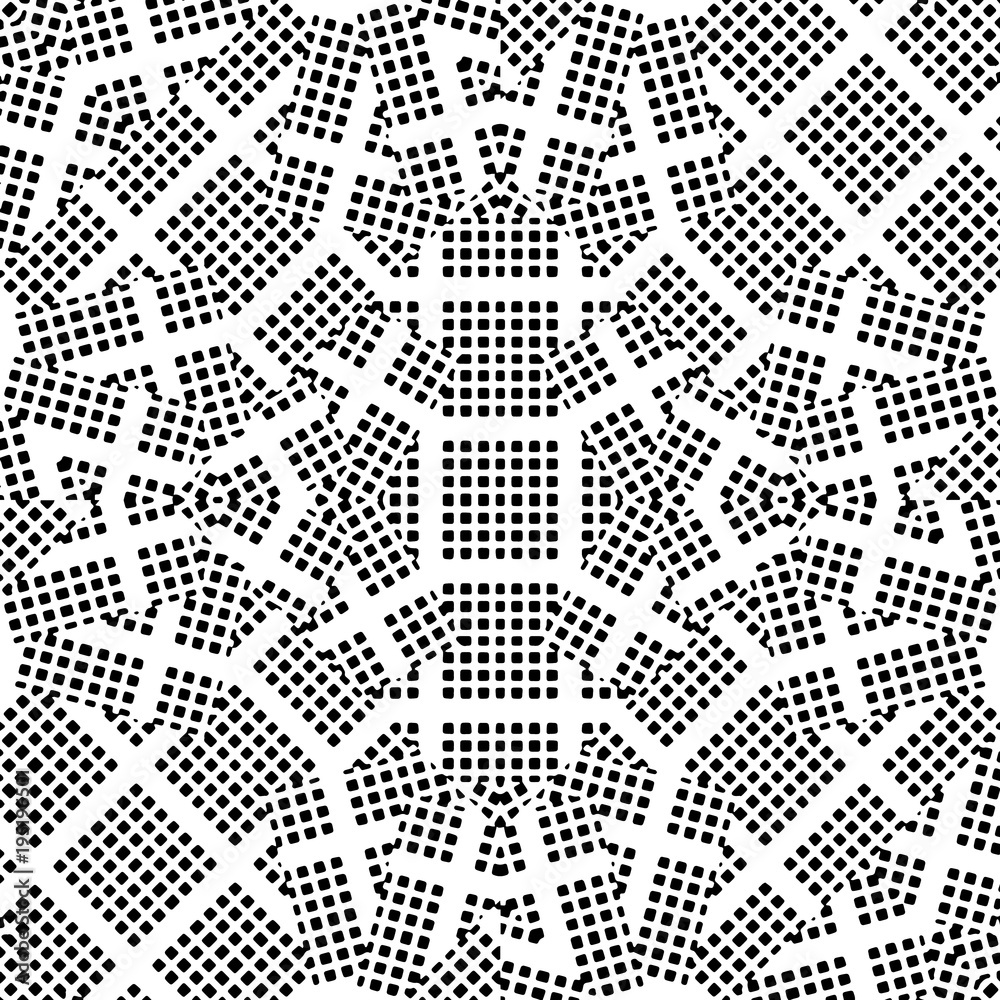 Black and White Dotted Geometric Seamless Pattern