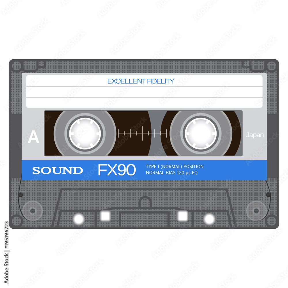 Fototapeta premium Old school compact cassette tape, eightees design.