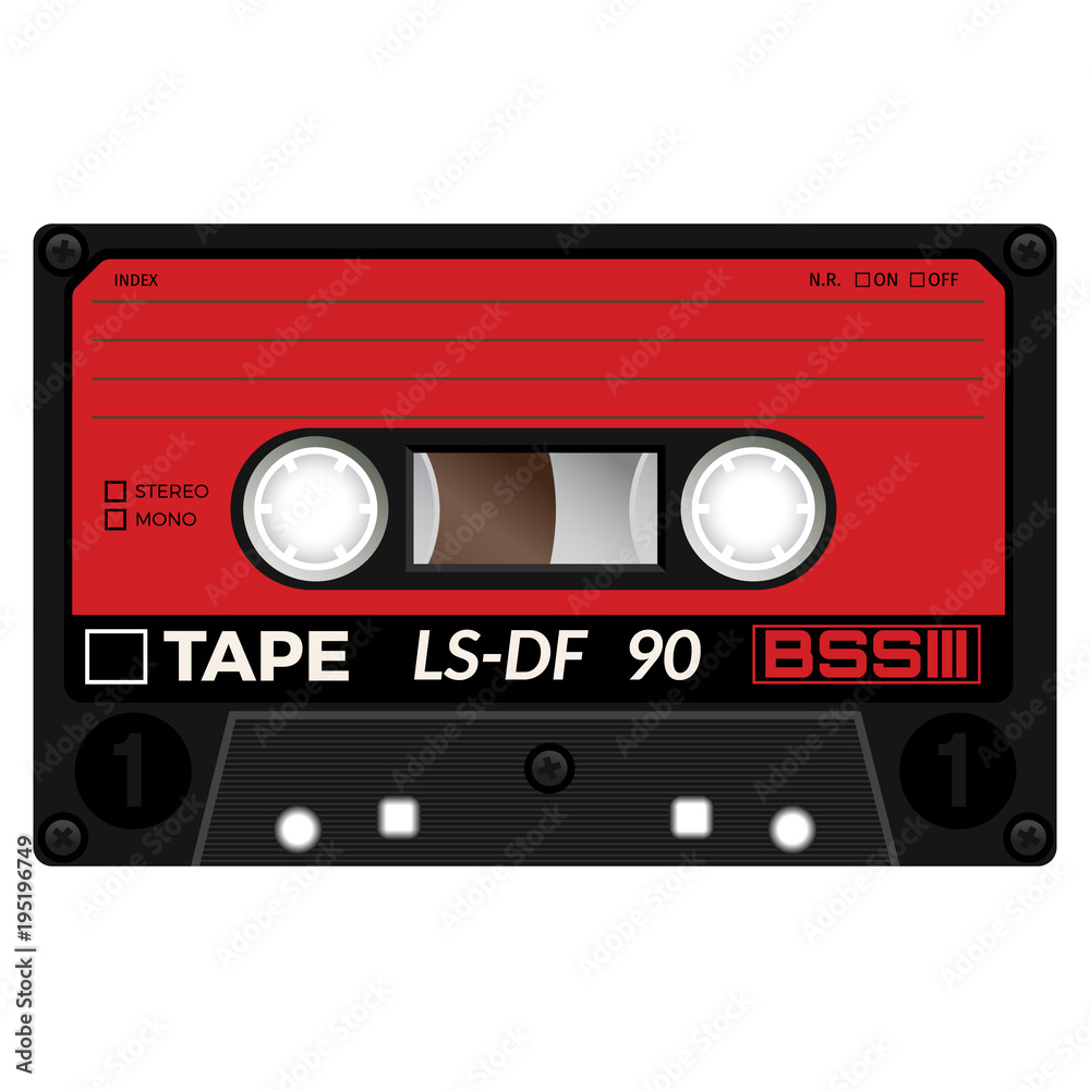 Fototapeta premium Old school compact cassette tape, eightees design.