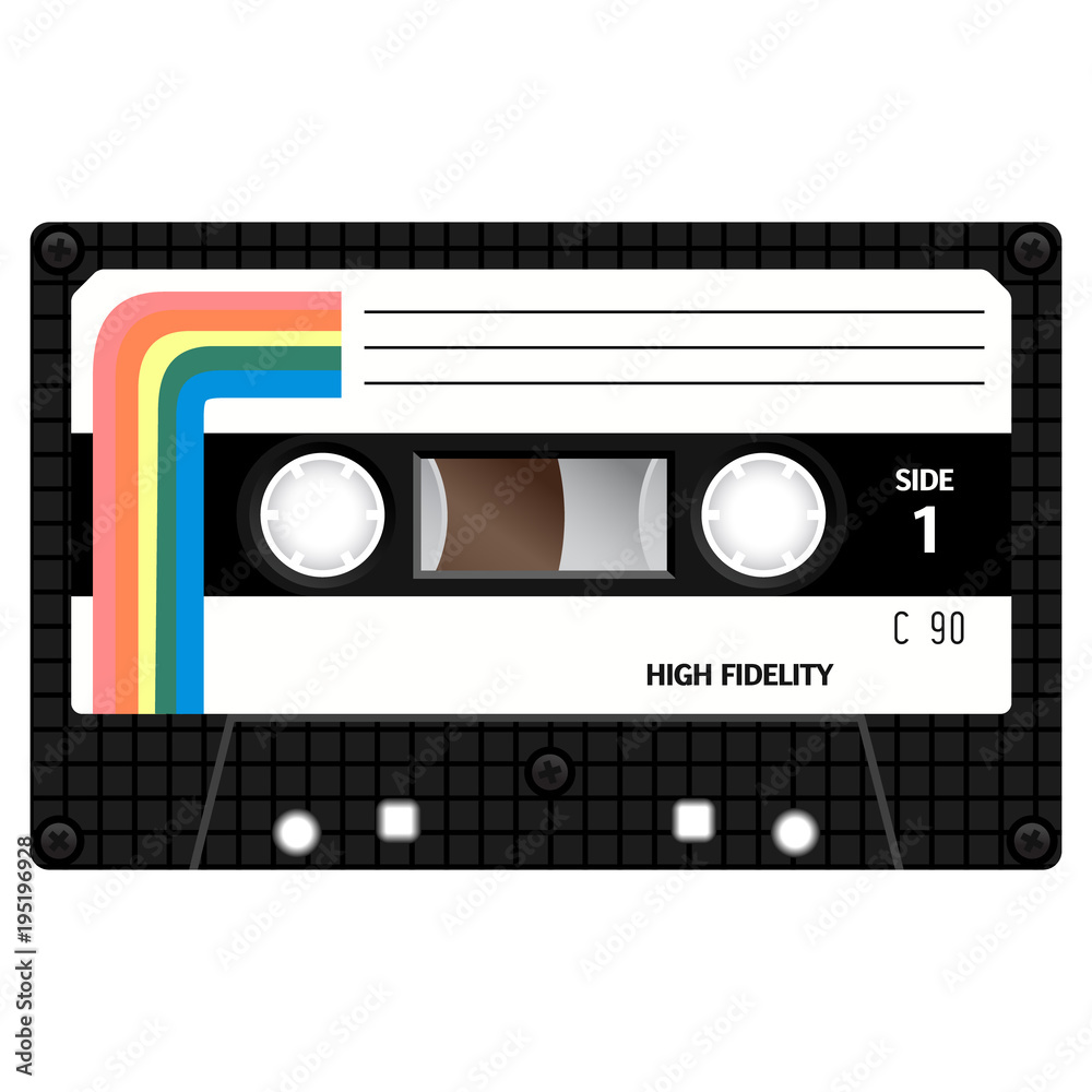 Fototapeta premium Audio cassette tape illustration isolated on white.