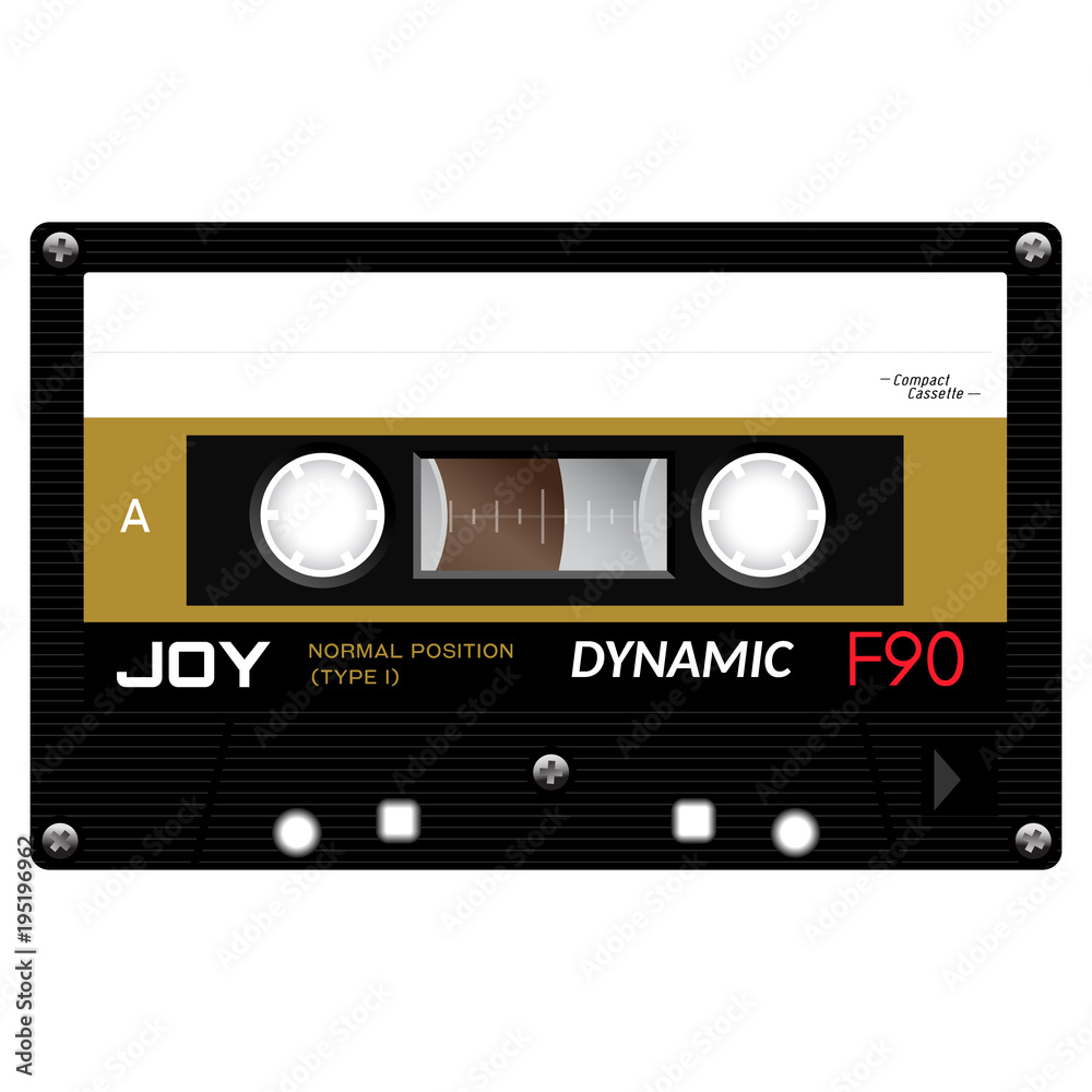 Fototapeta premium Audio cassette tape illustration isolated on white.