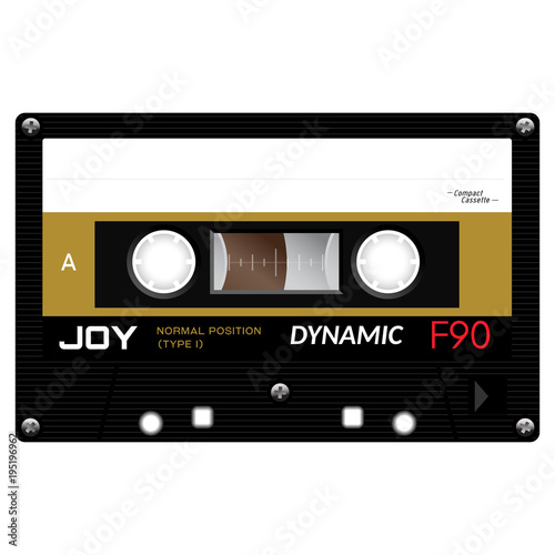 Audio cassette tape illustration isolated on white.