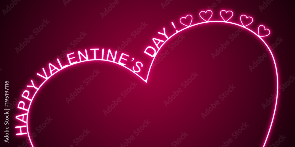 Happy Valentines day card neon style background