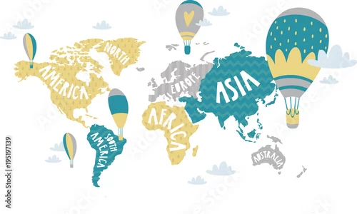 Obraz dziecięca mapa świata