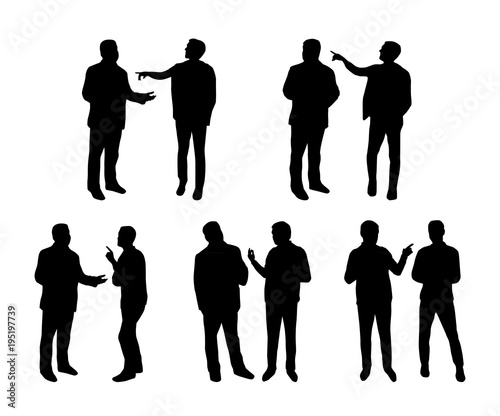 Arguing man silhouetes