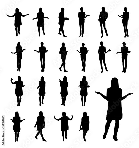 Vector silhouettes of gesturing woman