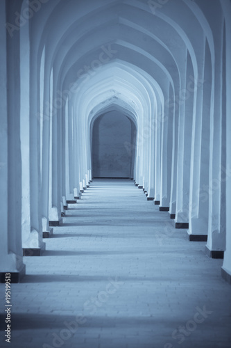 Arched hallway perspective in Bukhara, Uzbekisan.