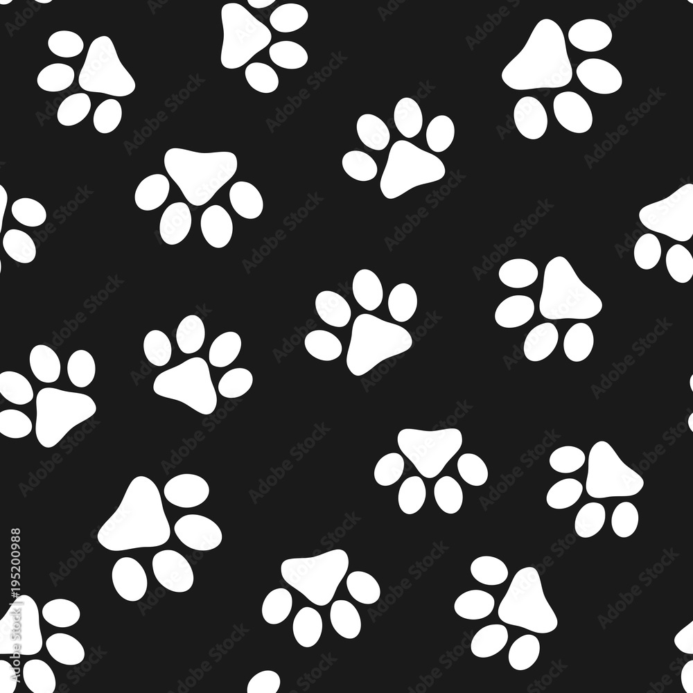 Seamless pattern with paw prints. Design of accessories for pets. Seamless pattern with paw prints. Design of accessories for pets.