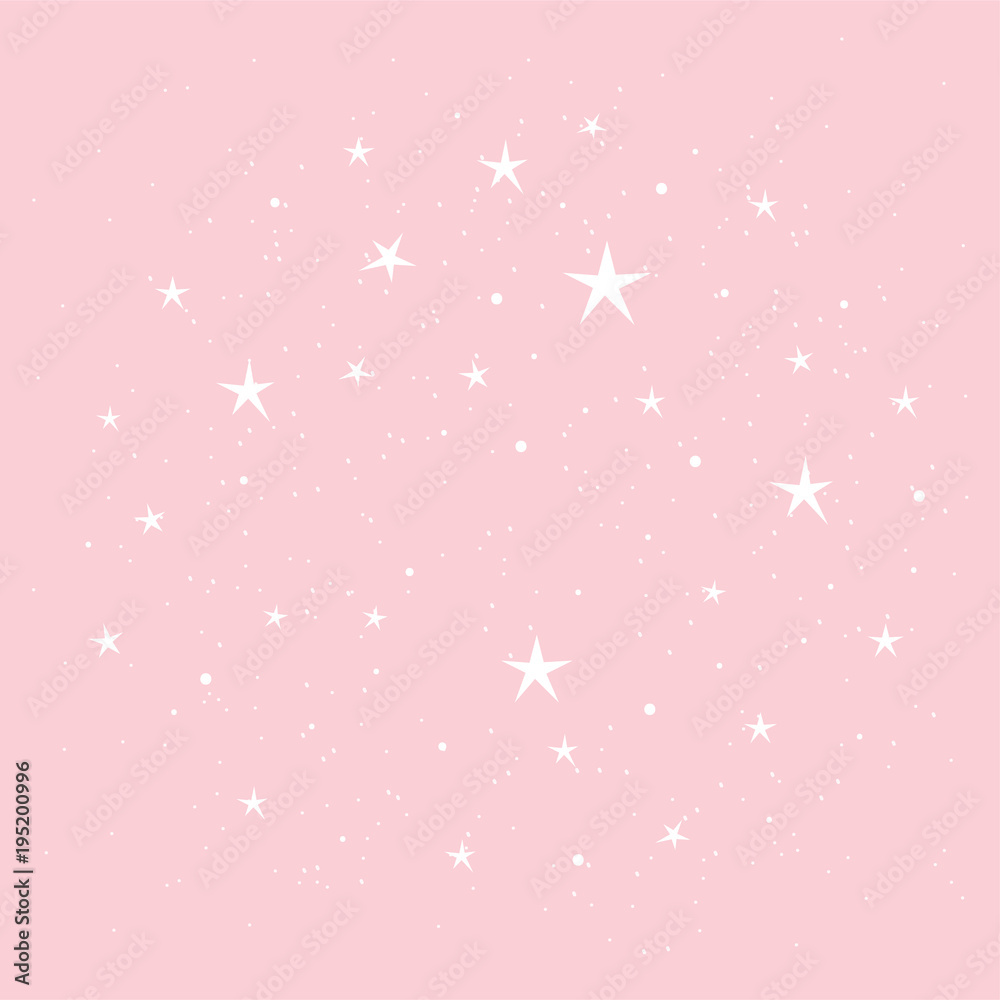 Pink background with white stars. Hand drawn elements for your designs  dress, poster, card, t-shirt Stock Vector | Adobe Stock