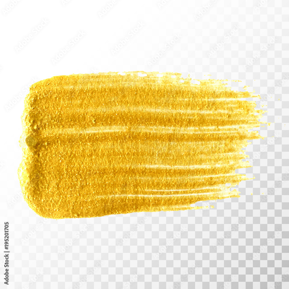 Gold paint brush smear stroke acrylic golden Vector Image