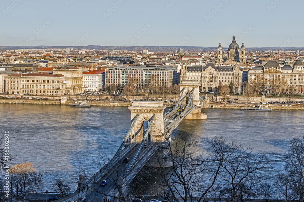 Cityscape of bridge in Budapest