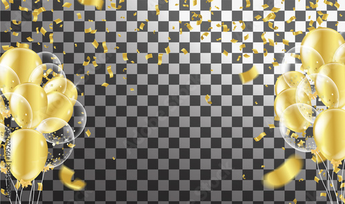gold balloons and confetti party abstract background party celebration gold confetti.