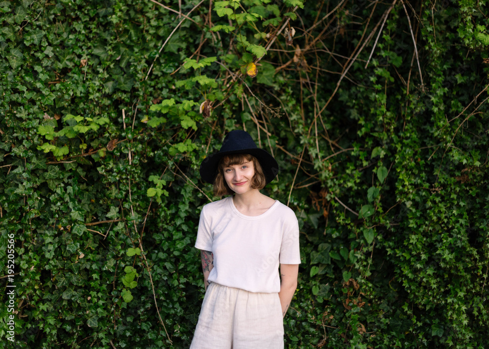 Portraits of girl surrounded by ivy Portraits of girl surrounded by ivy