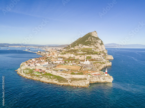Famous Gibraltar rock on overseas british territory, Iberian Peninsula
