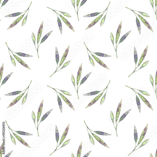 Seamless pattern with watercolor leaves