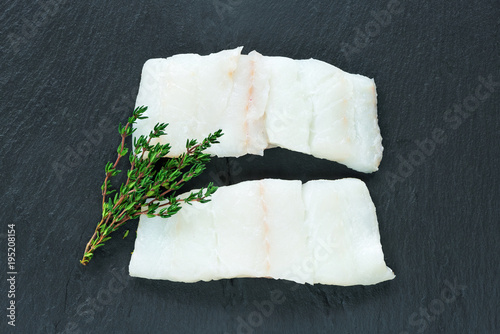 Raw haddock fillets - top view photo