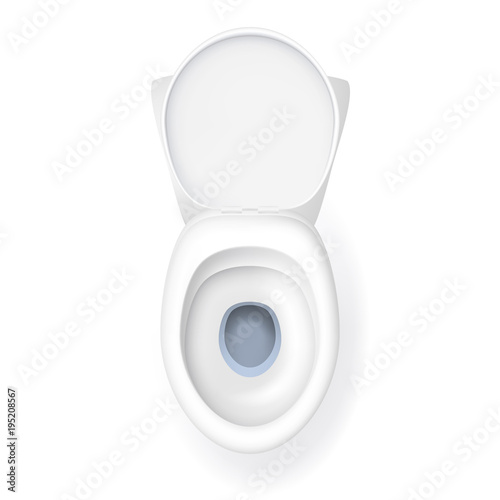 Realistic Detailed 3d White Ceramic Toilet Bowl Top View. Vector
