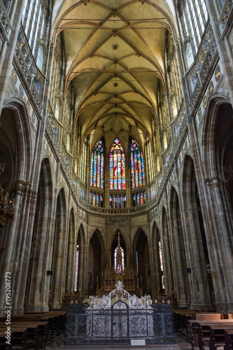 Interior of Saint Vitus cathedral in Prague