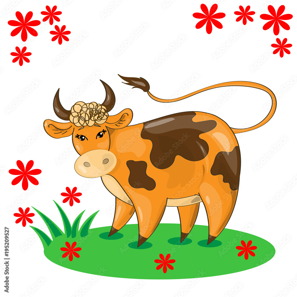 cute, friendly cow, vector illustration