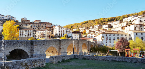 Ancient Roman bridge in a village in the north of Spain