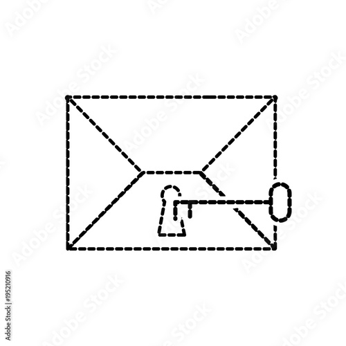 dotted shape letter message with key style security