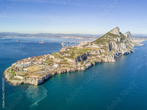 Famous Gibraltar rock on overseas british territory, Iberian Peninsula photo