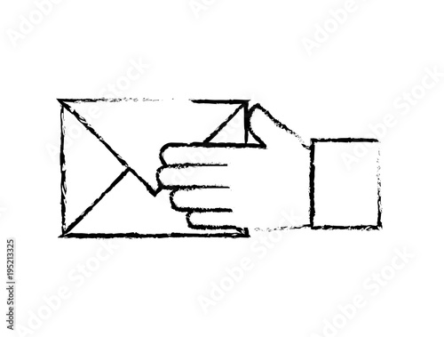 grunge man hand with letter text message