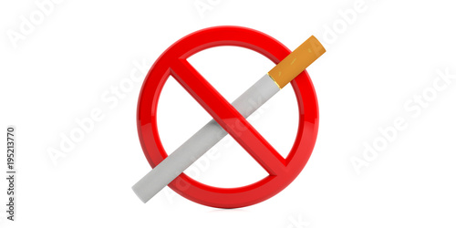 No smoking sign isolated on white background. 3d illustration
