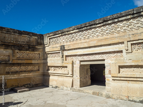 Mitla, Oaxaca, Mexico, South America: January 2018 [Mayan city ruins, Zapotec archeological site, town church] photo