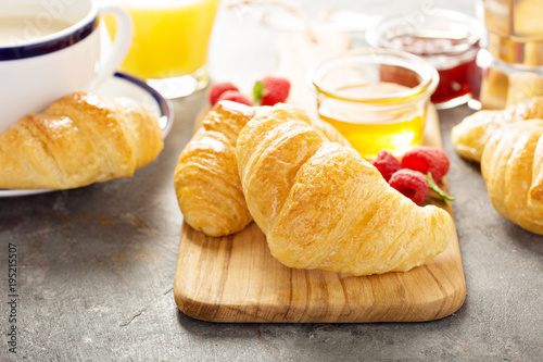 Croissants with jam and honey