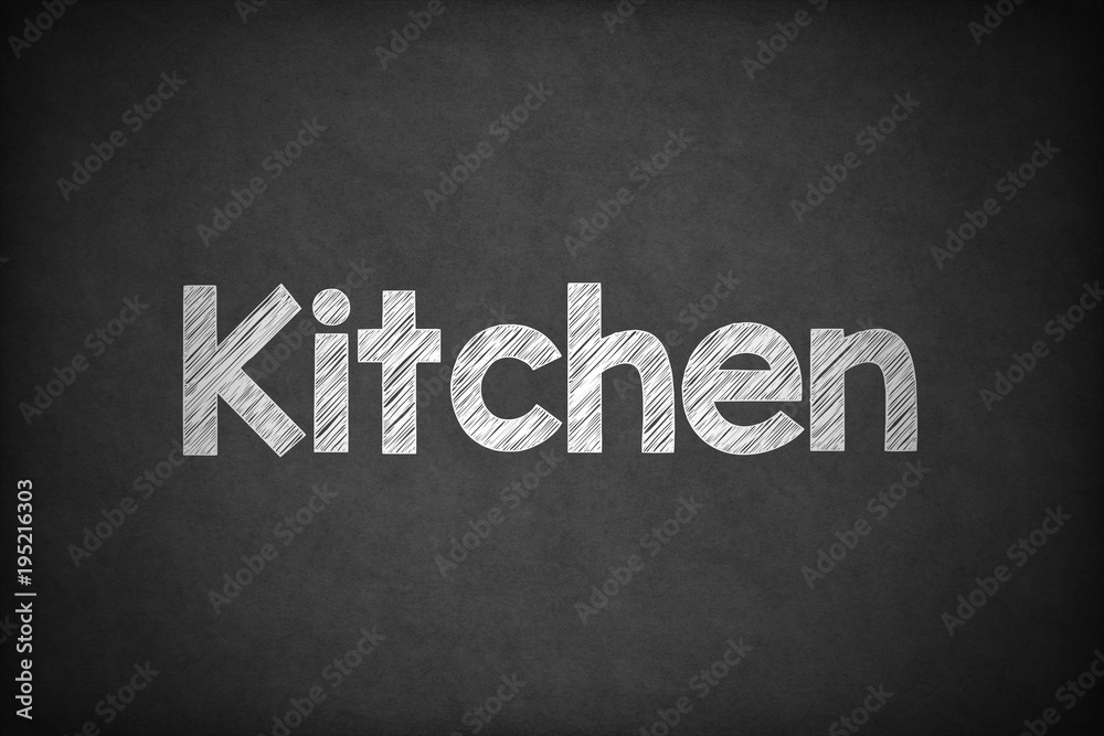 Obraz premium Kitchen on Textured Blackboard.