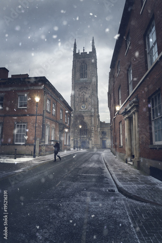 Derby Cathedral Quarter in the snow
