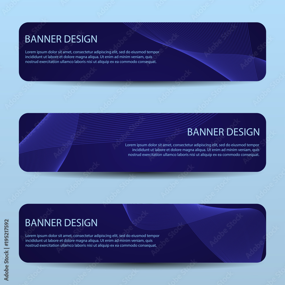 Abstract vector banners with bright wavy lines annual report design templates future Poster template design.
