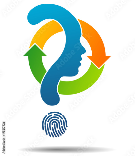 Question mark symbol silhouette of a girl