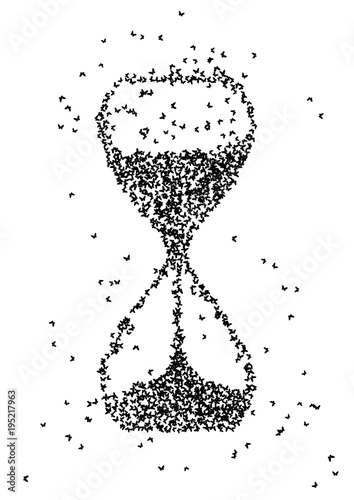 Abstract hourglass with butterflies