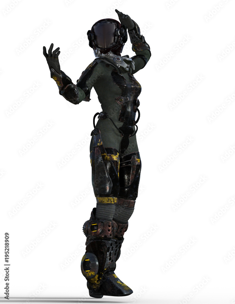 Sexy Female Science Fiction Character in Space Suit  3D Rendering