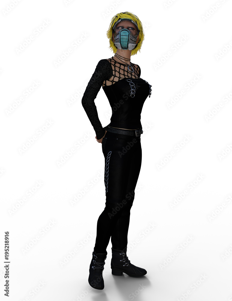 Sexy Female Science Fiction Character in Mask 3D Rendering Sexy Female Science Fiction Character in Mask 3D Rendering